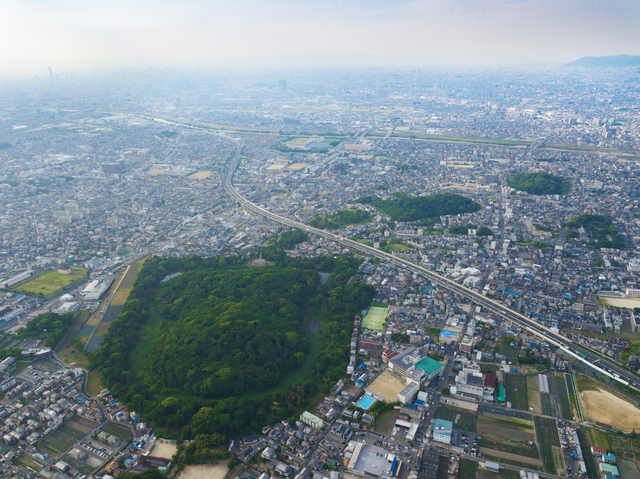 百舌鳥・古市古墳群　応神天皇陵古墳　空撮藤井寺市